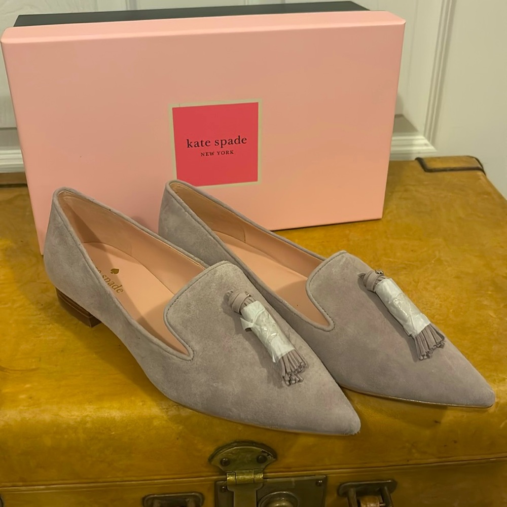 New In Box KATE SPADE MADYSON TRUE SUEDE WARM BEIGE LOAFER SHOE SIZE 8B